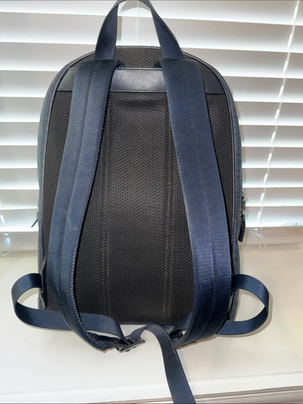 Michael Kors Men’s Black Backpack with Blue Stripe